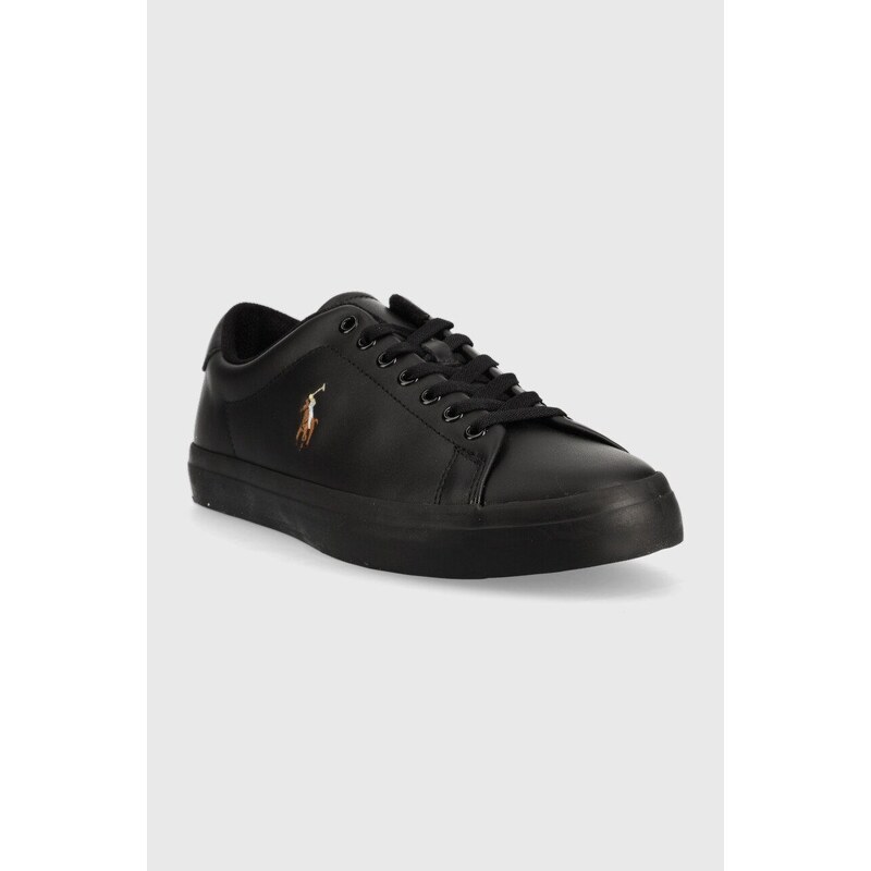 Kožené sneakers boty Polo Ralph Lauren Longwood , černá barva