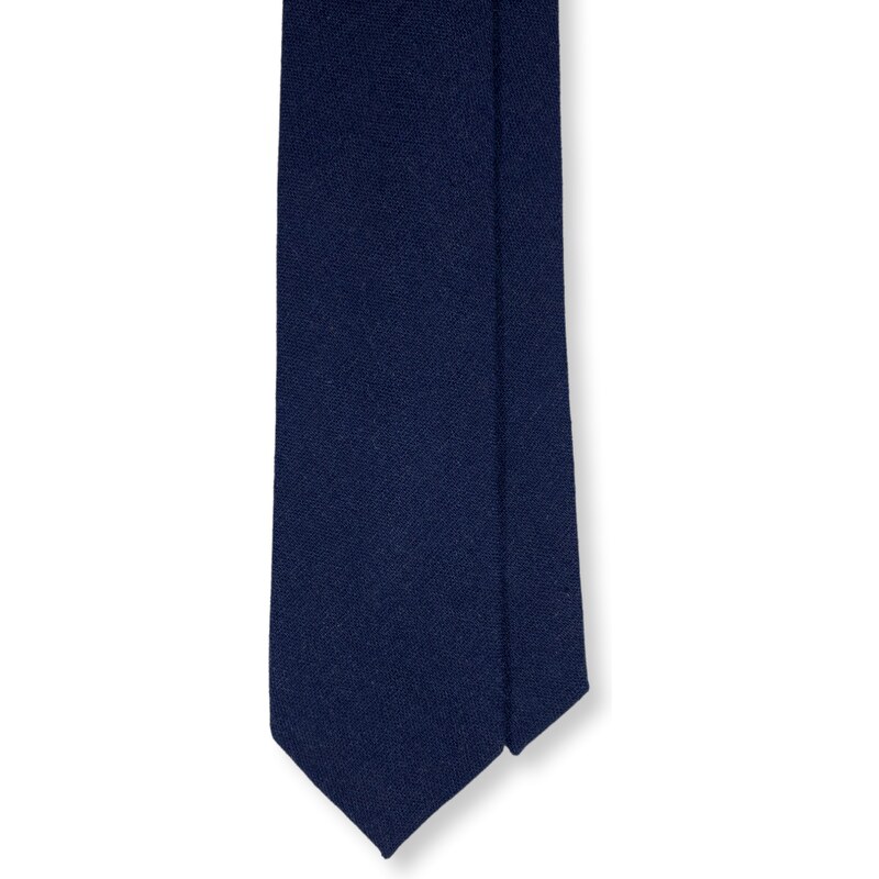 Kolem Krku Tmavě modrá lněná kravata