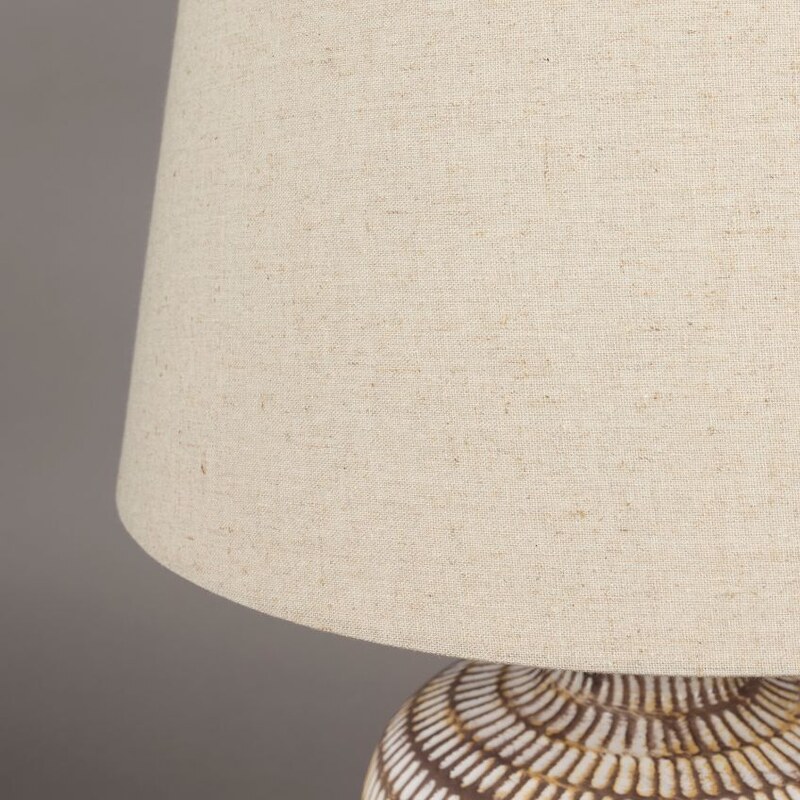 Béžová keramická stolní lampa DUTCHBONE RUSSEL se lněným stínidlem