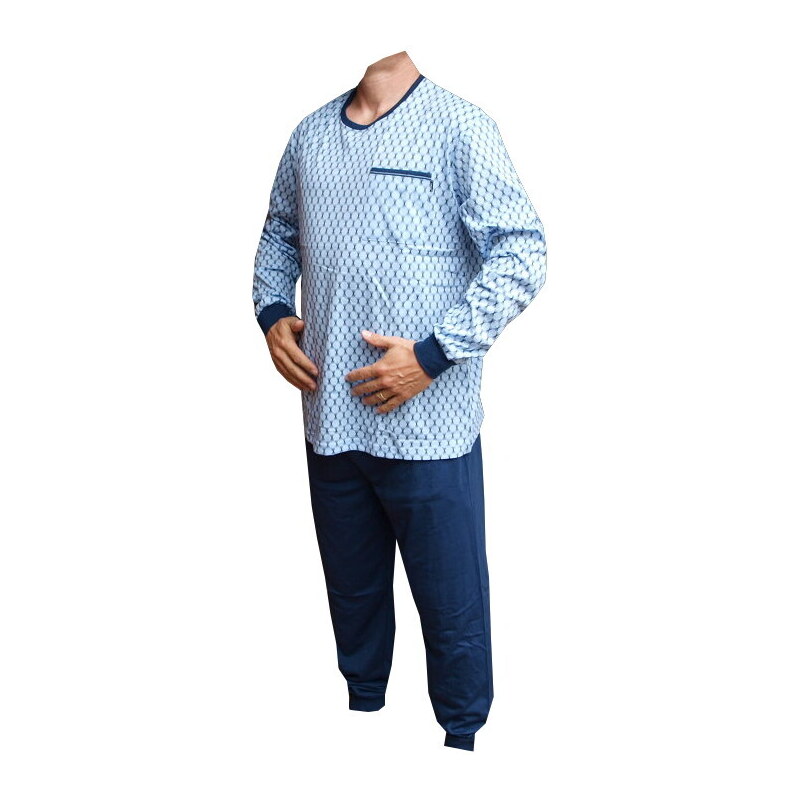 xcena Bavlněné pyžamo s náplety sv. modré