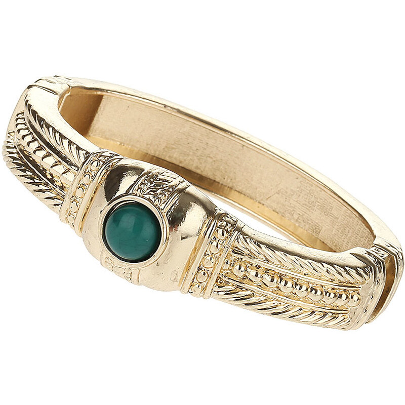 Topshop Green Stone Engraved Bracelet