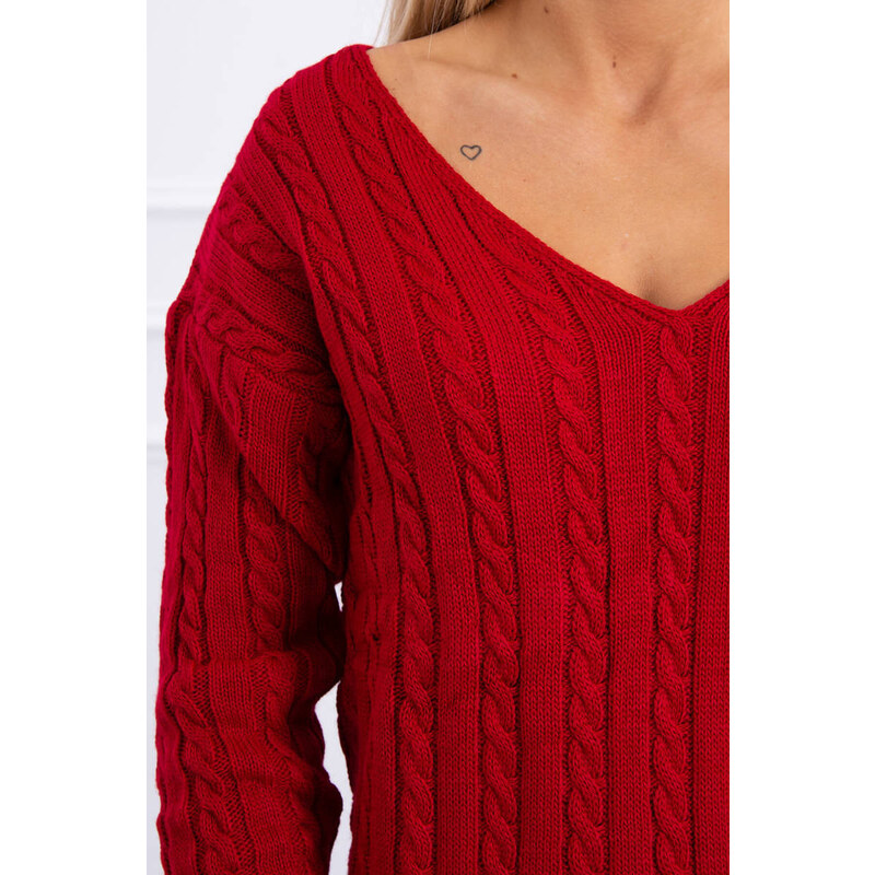 Kesi Pletený svetr s výstřihem do V červené barvy