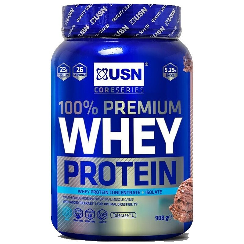 Proteinové prášky USN 100% Whey Protein Premium čokoláda 908 g un01