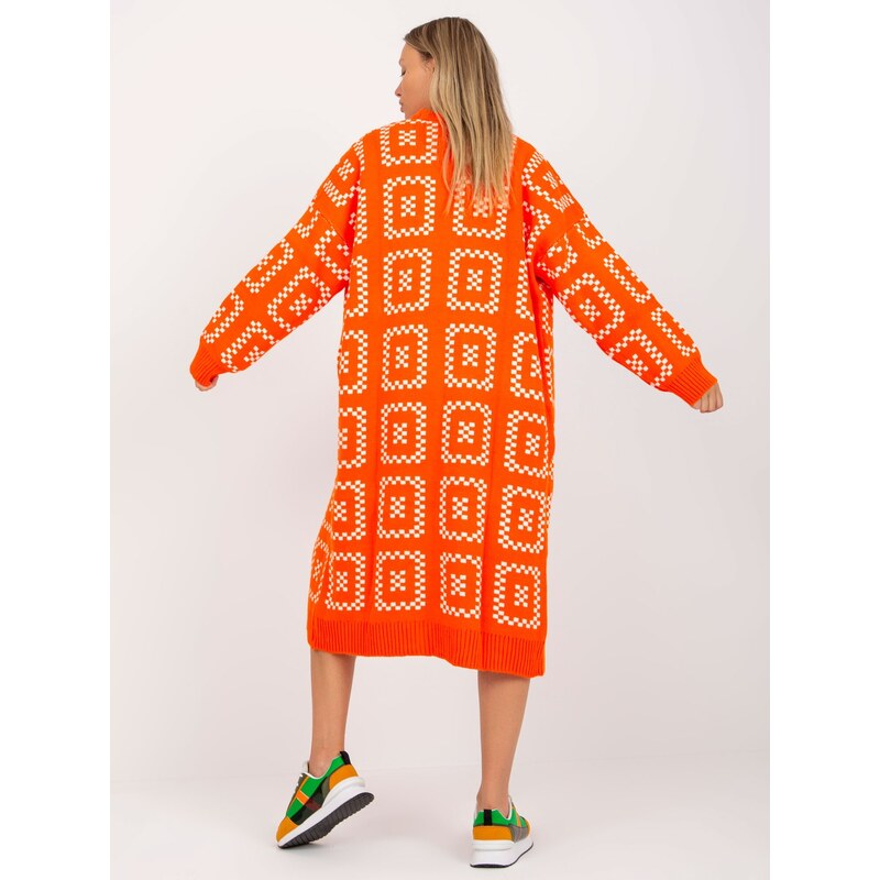 RUE PARIS ORANŽOVÝ DLOUHÝ OVERSIZED KARDIGAN -ORANGE Oranžová