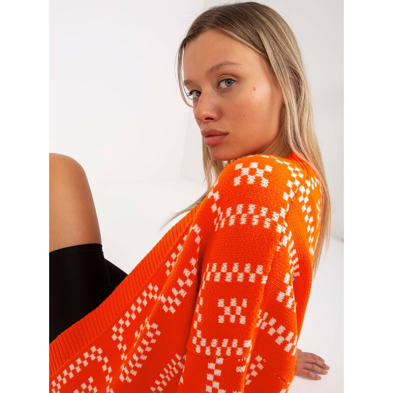 RUE PARIS ORANŽOVÝ DLOUHÝ OVERSIZED KARDIGAN -ORANGE Oranžová