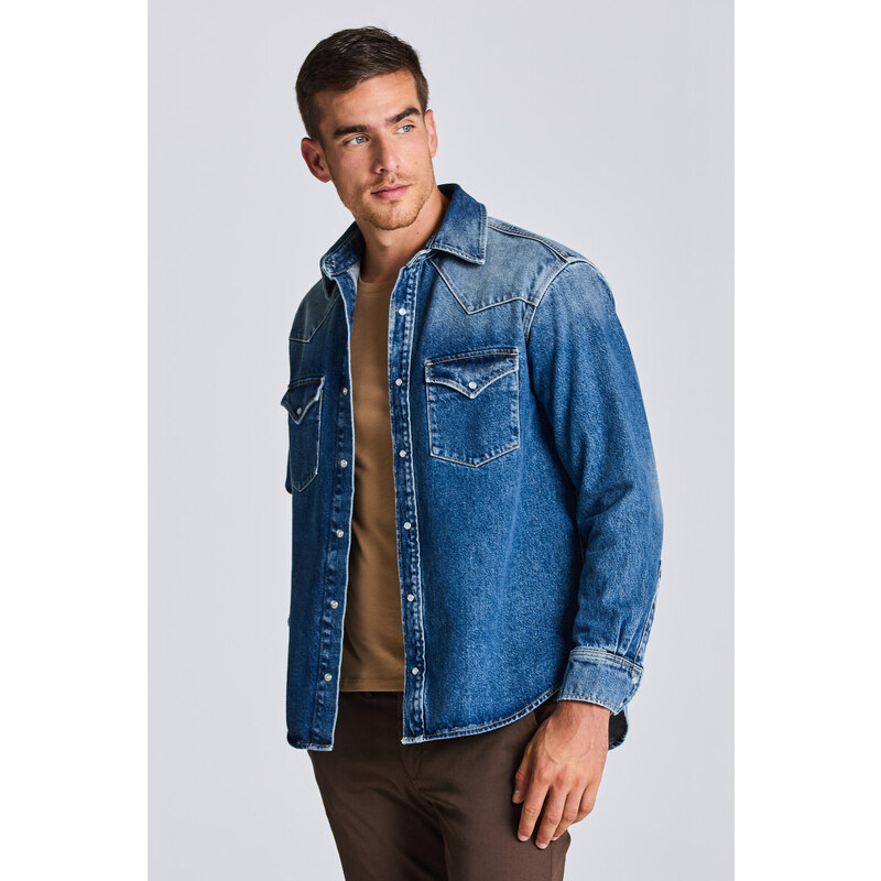 KOŠILE GANT D2. REL DENIM WESTERN TOWN modrá XL