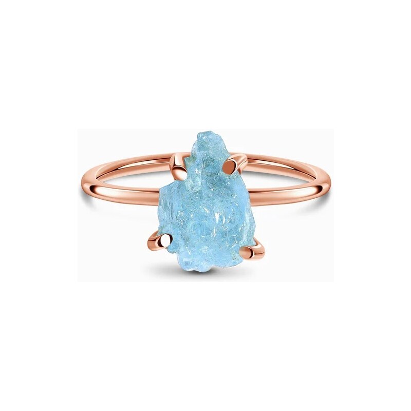 Royal Exklusive Royal Fashion prsten 14k zlato Vermeil GU-DR15849R-ROSEGOLD-AQUAMARINE