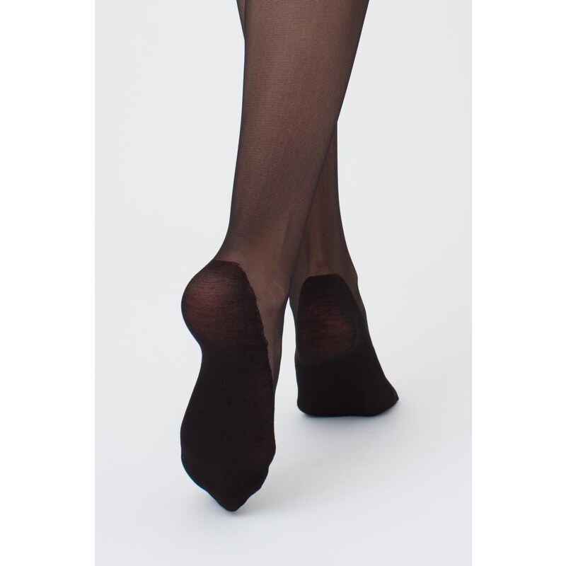 Giulia Matné černé punčochy se zesíleným chodidlem Footies Style 20DEN