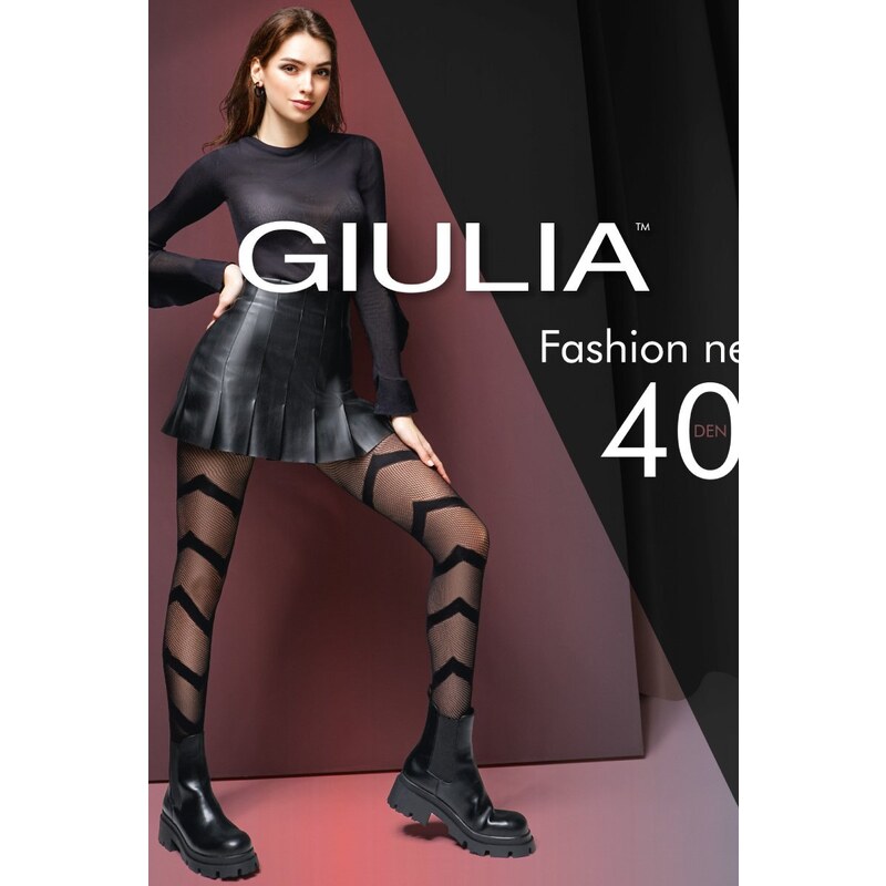 Giulia Černé vzorované punčochy Fashion Net 7 40DEN