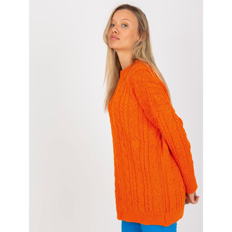 Fashionhunters Oranžový oversize svetr s copánky RUE PARIS