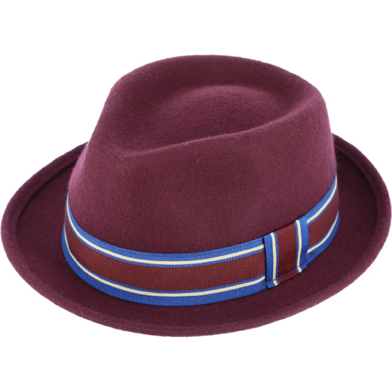 Trilby klobouk vlněný Fiebig - bordó s rypsovou stuhou