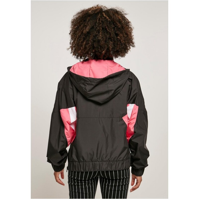 Ladies Starter Colorblock Halfzip Windbreaker - black/pinkgrapefruit