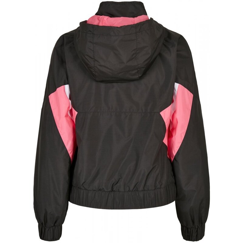 Ladies Starter Colorblock Halfzip Windbreaker - black/pinkgrapefruit