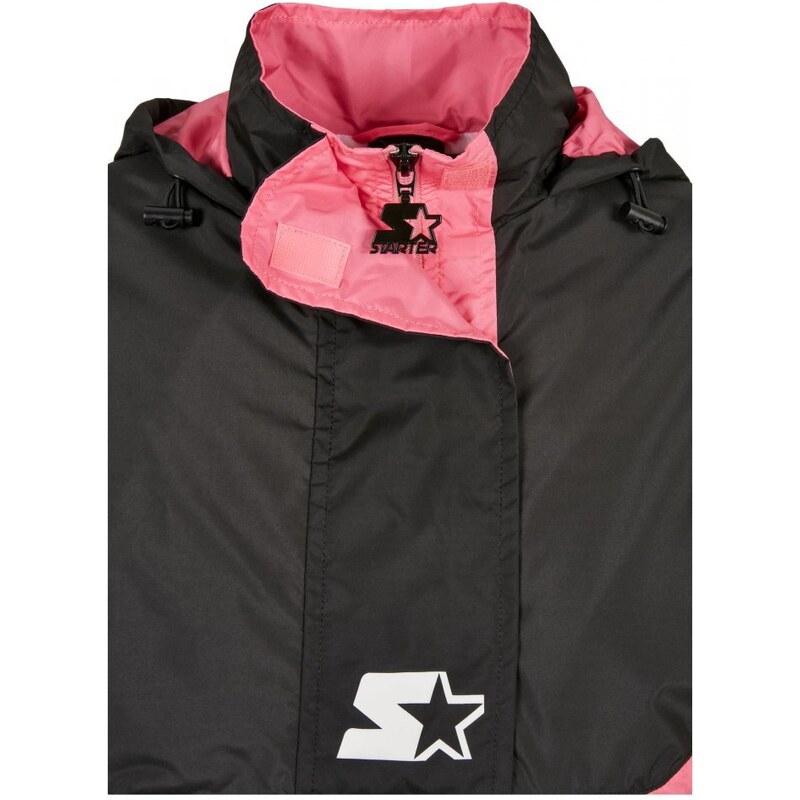 Ladies Starter Colorblock Halfzip Windbreaker - black/pinkgrapefruit