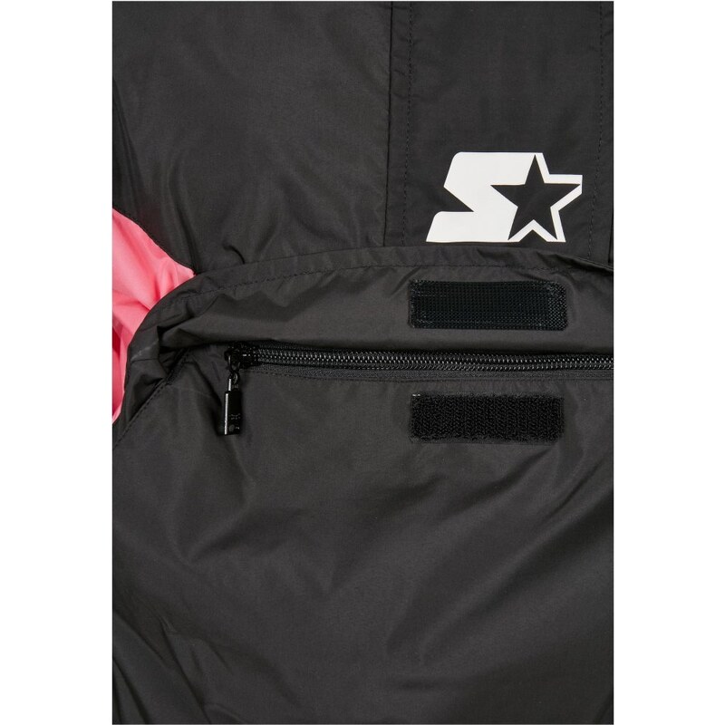 Ladies Starter Colorblock Halfzip Windbreaker - black/pinkgrapefruit