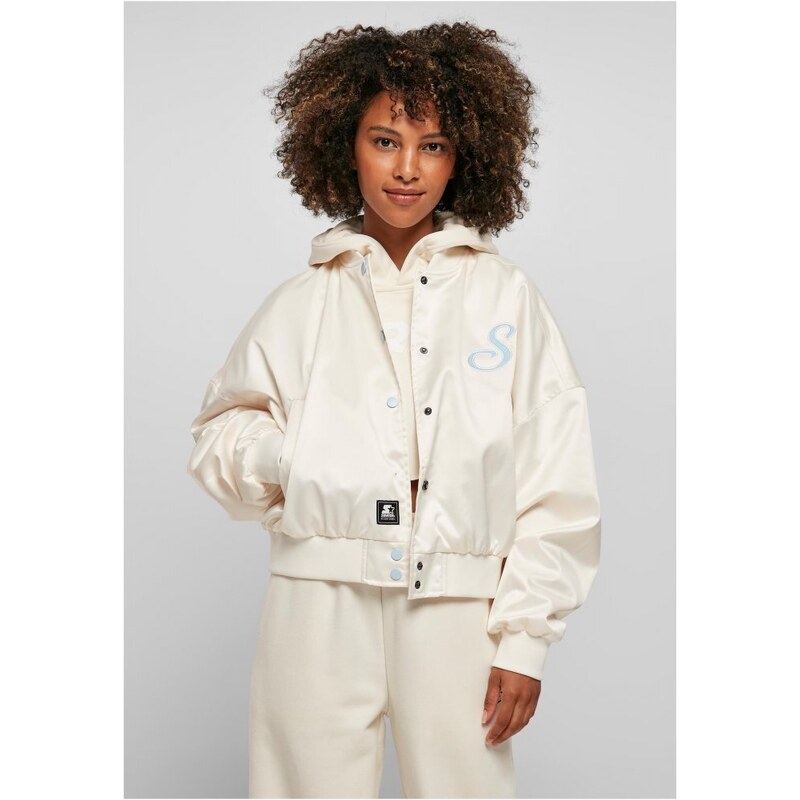 Ladies Starter Satin College Jacket - palewhite