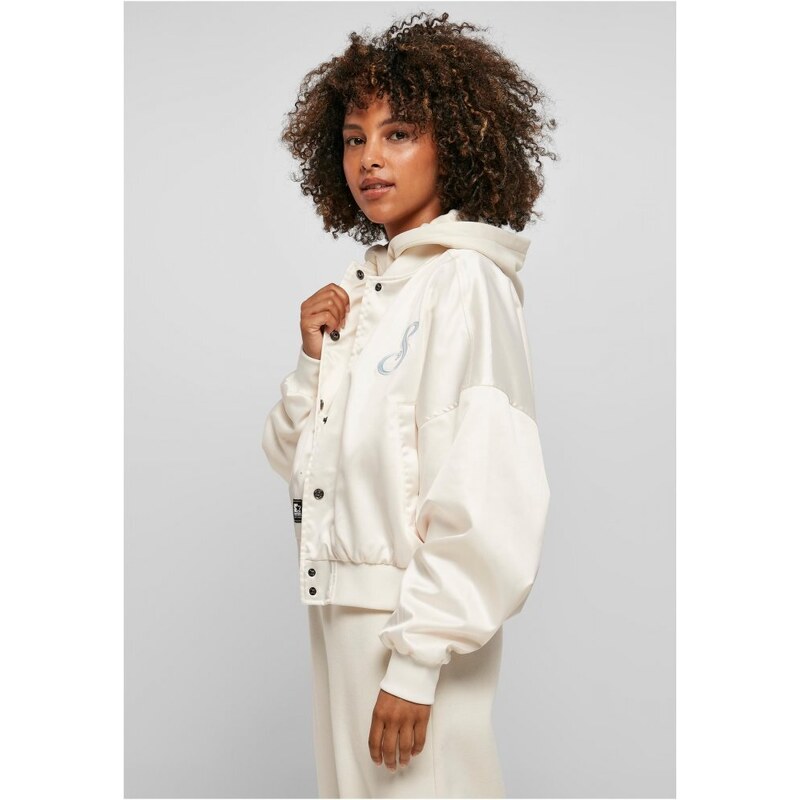 Ladies Starter Satin College Jacket - palewhite