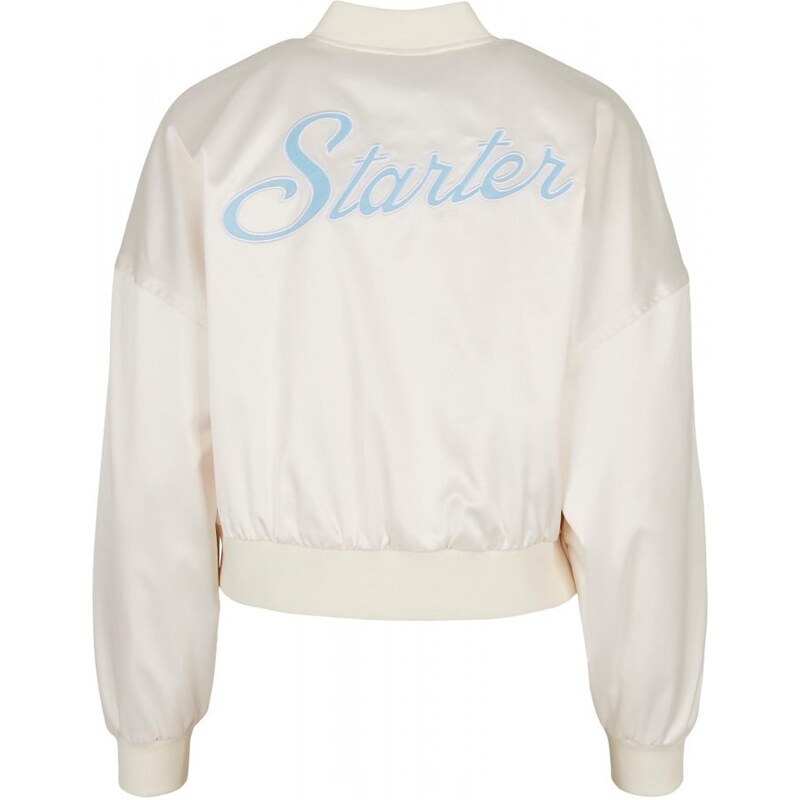 Ladies Starter Satin College Jacket - palewhite