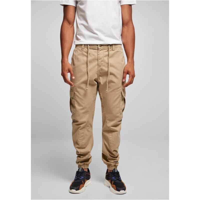 Pánské kapsáčové kalhoty Urban Classics Cargo Jogging - béžové