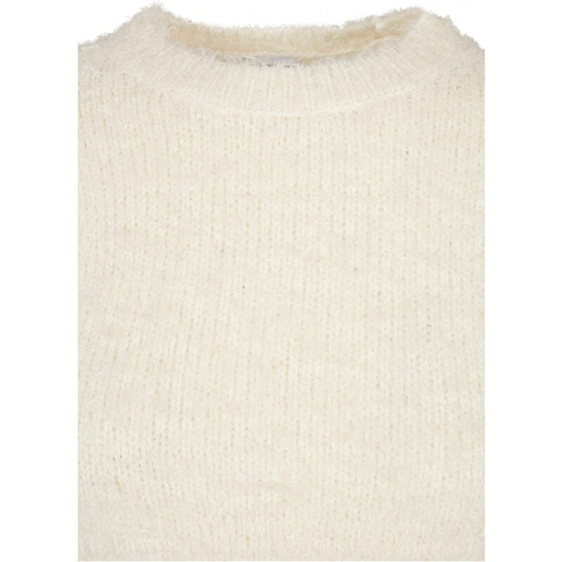 URBAN CLASSICS Ladies Cropped Feather Sweater - whitesand