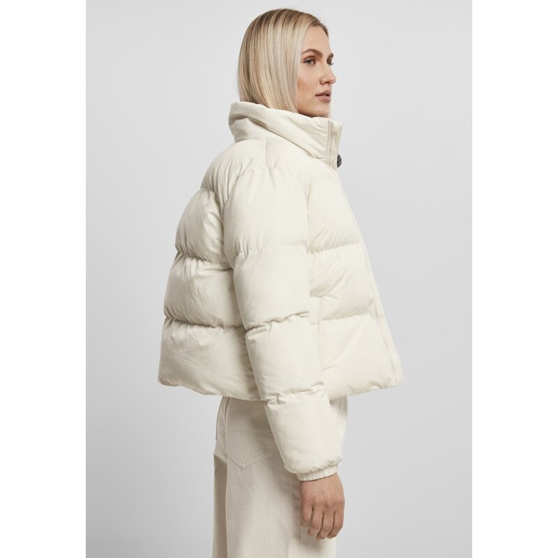 URBAN CLASSICS Ladies Short Peached Puffer Jacket - whitesand