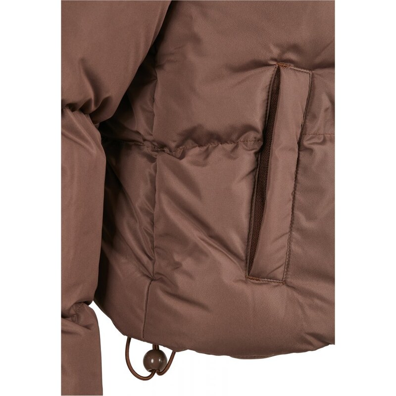 URBAN CLASSICS Ladies Short Peached Puffer Jacket - bark