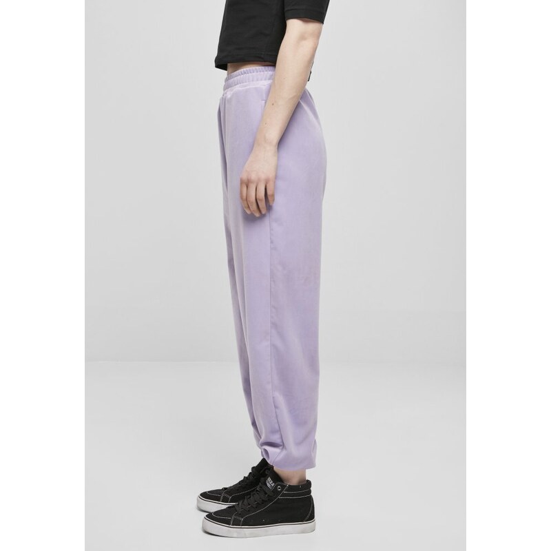 Dámské Urban Classics High Waist Ballon Velvet Sweat Pants - fialové