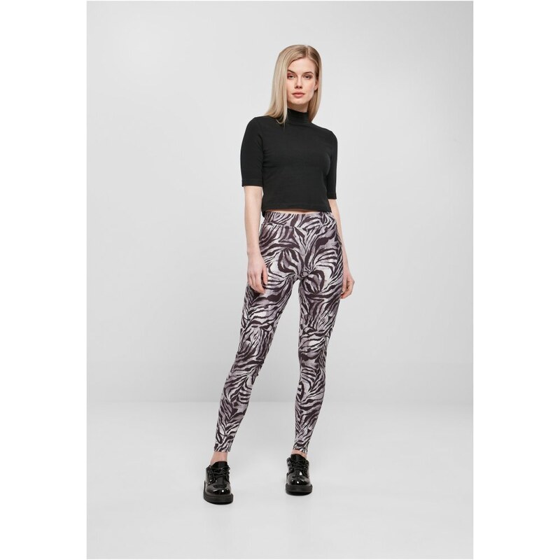 URBAN CLASSICS Ladies Soft AOP Leggings - blackzebra