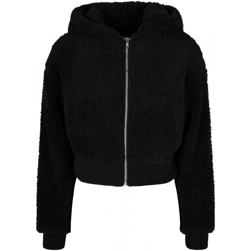 URBAN CLASSICS Ladies Short Oversized Sherpa Jacket - black