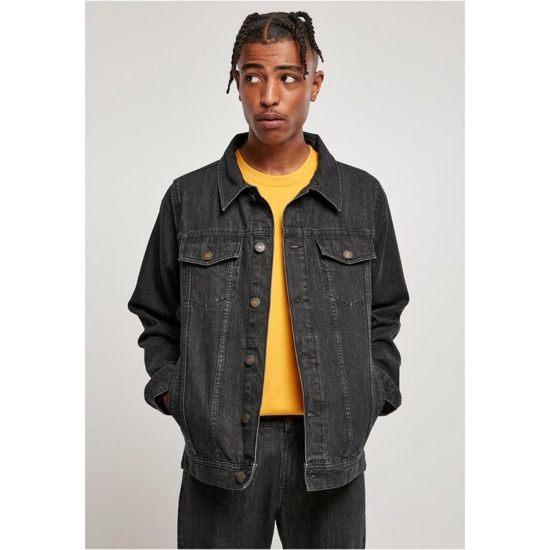 Pánská denim bunda Urban Classics Organic Basic - sepraná černá