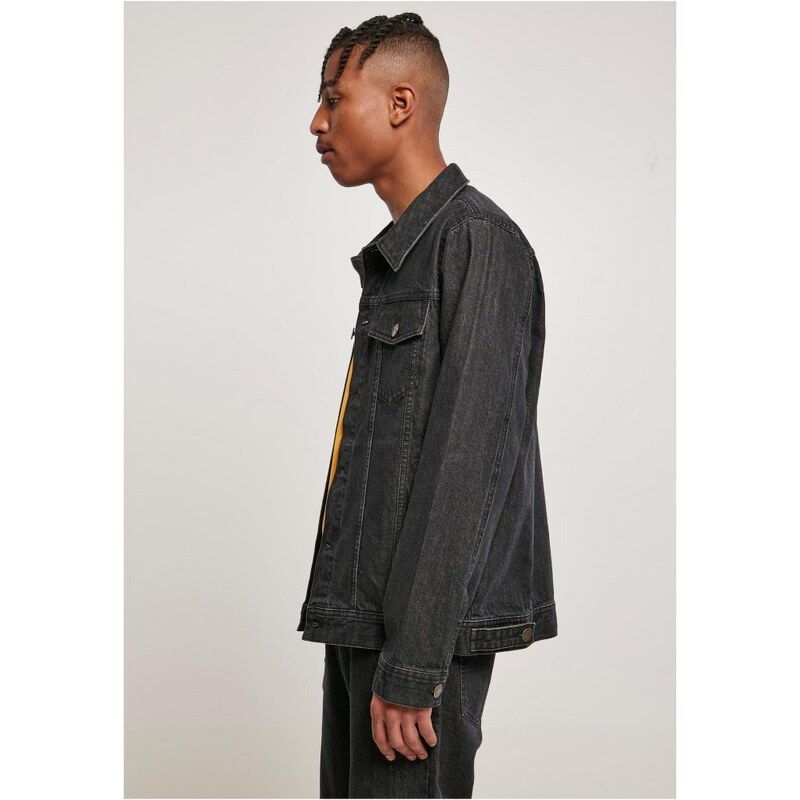 Pánská denim bunda Urban Classics Organic Basic - sepraná černá