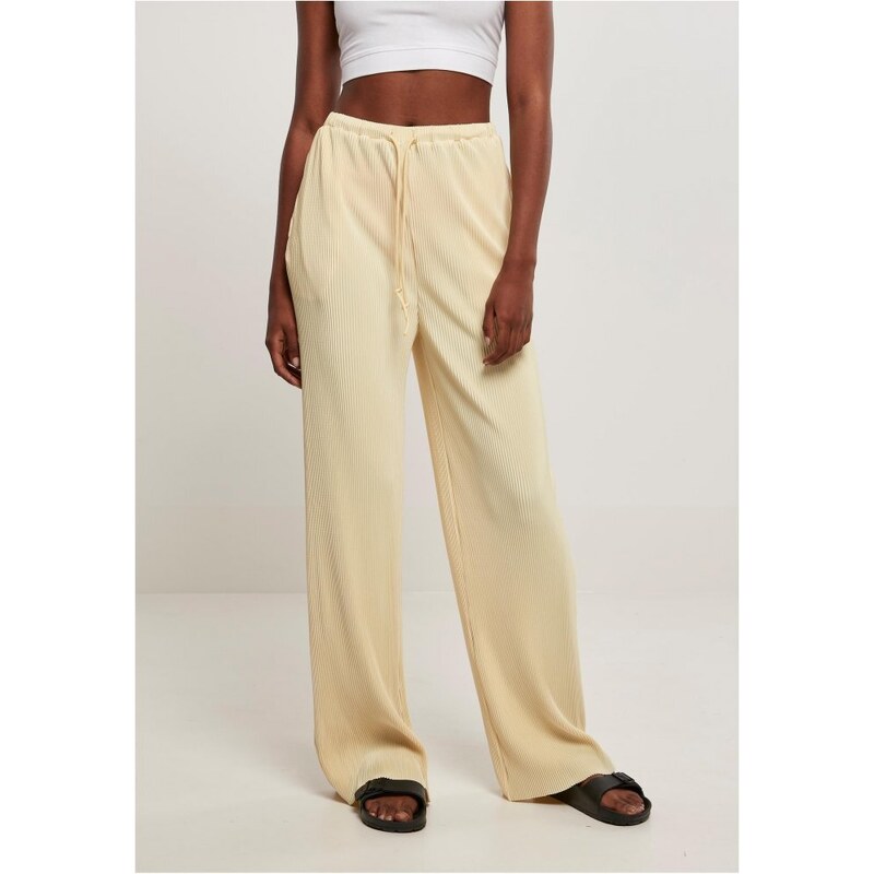 URBAN CLASSICS Ladies Plisse Pants - softyellow