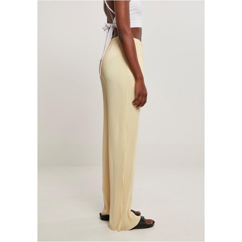 URBAN CLASSICS Ladies Plisse Pants - softyellow