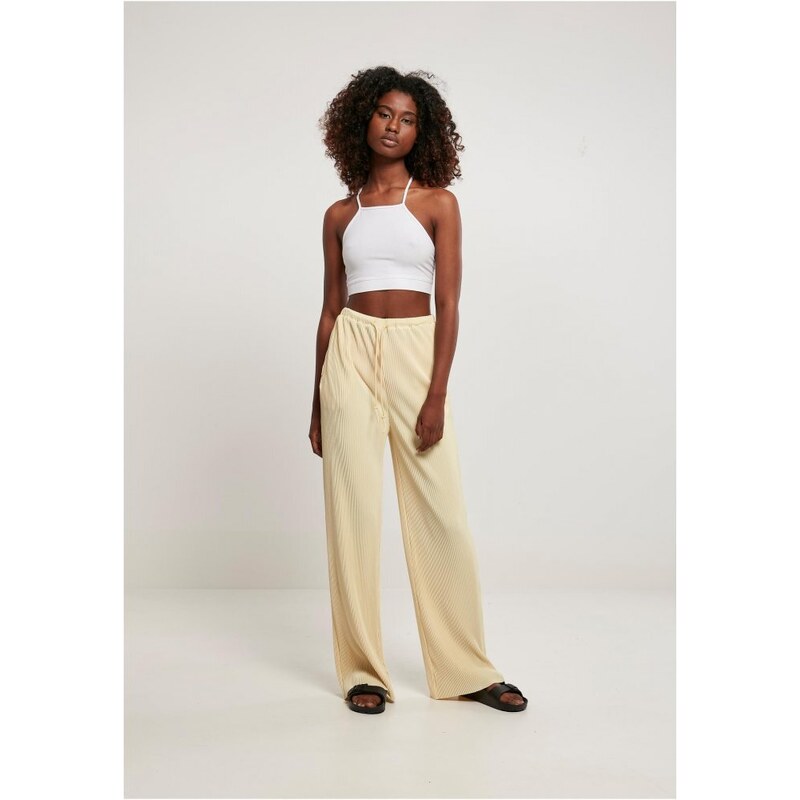 URBAN CLASSICS Ladies Plisse Pants - softyellow