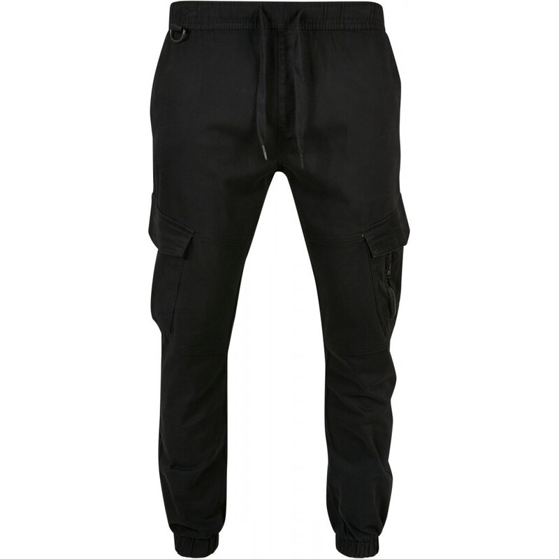 URBAN CLASSICS Pánské kalhoty Southpole Cargo Jogger W/ Zipper & D-Ring - jet black