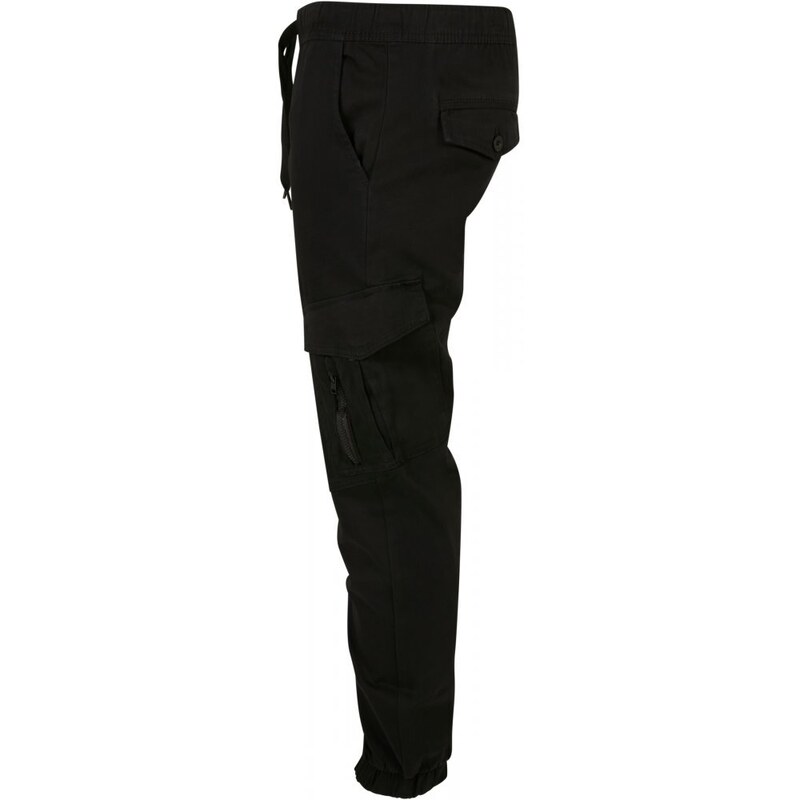 URBAN CLASSICS Pánské kalhoty Southpole Cargo Jogger W/ Zipper & D-Ring - jet black