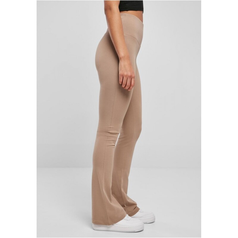 URBAN CLASSICS Ladies Organic Stretch Jersey Bootcut Leggings - softtaupe