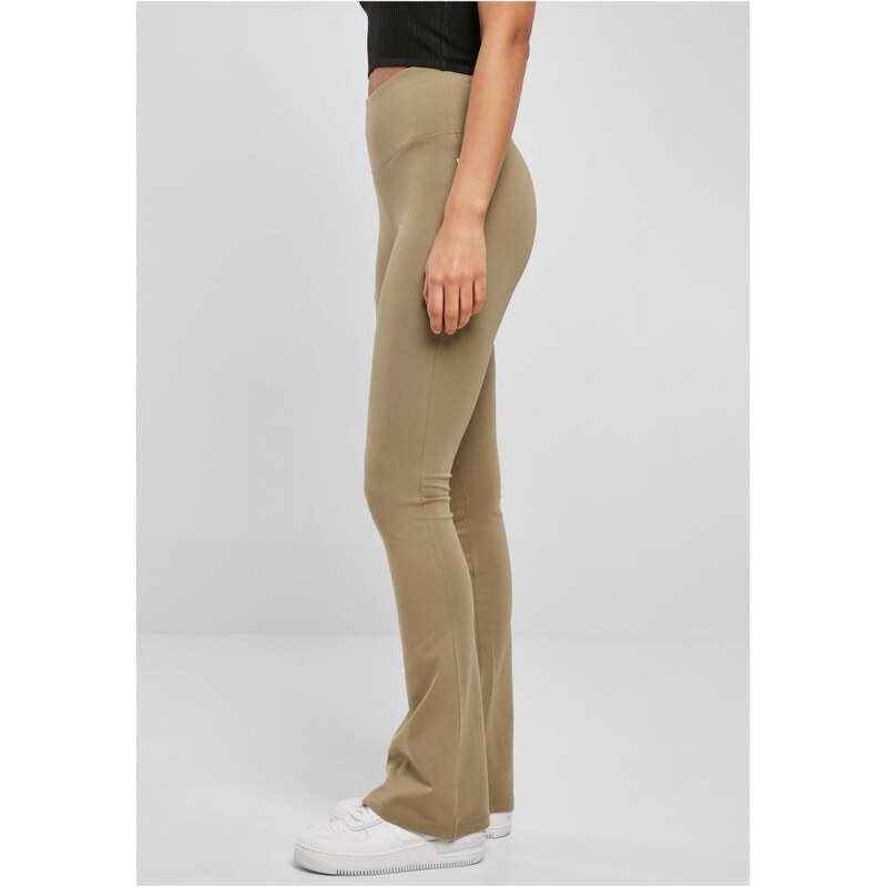 URBAN CLASSICS Ladies Organic Stretch Jersey Bootcut Leggings - khaki