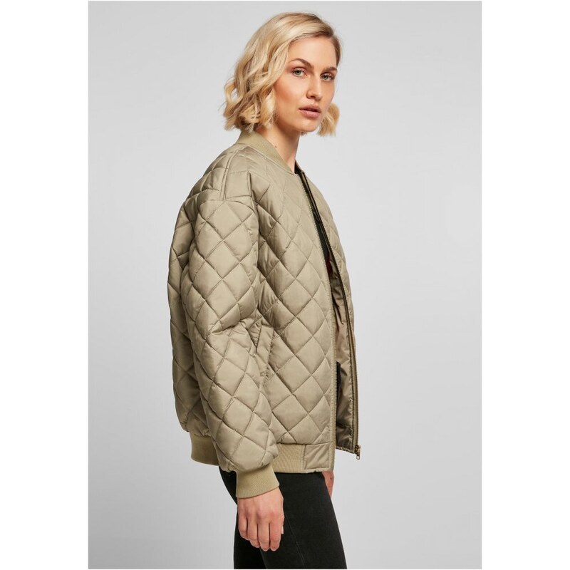 Dámská bomber bunda Urban Classics Oversized Diamond Quilted - khaki