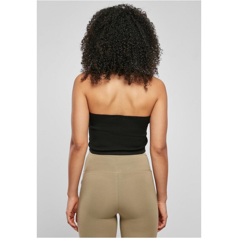 URBAN CLASSICS Ladies Rib Knit Crossed Neckholder Top - black