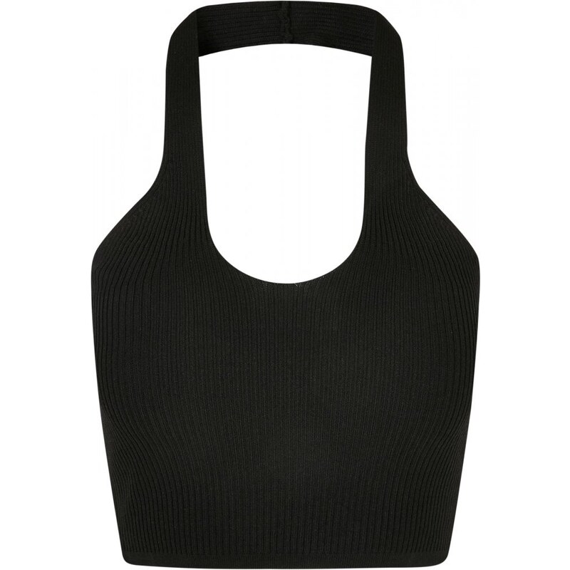 URBAN CLASSICS Ladies Rib Knit Crossed Neckholder Top - black