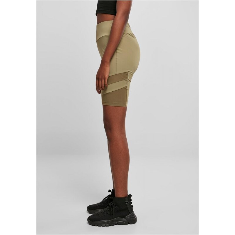 URBAN CLASSICS Ladies High Waist Tech Mesh Cycle Shorts - khaki