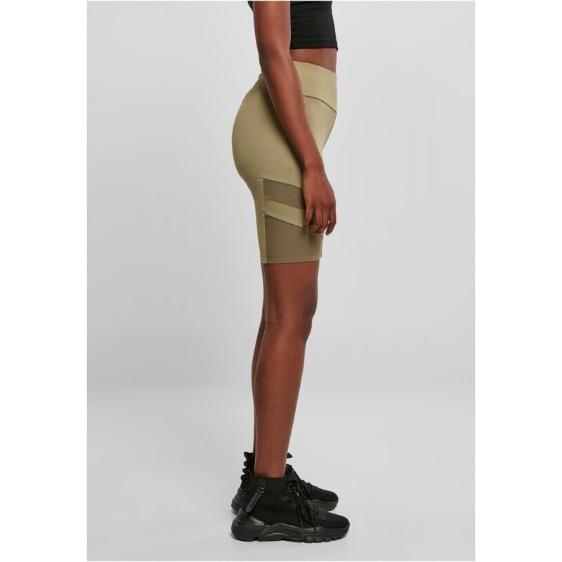 URBAN CLASSICS Ladies High Waist Tech Mesh Cycle Shorts - khaki