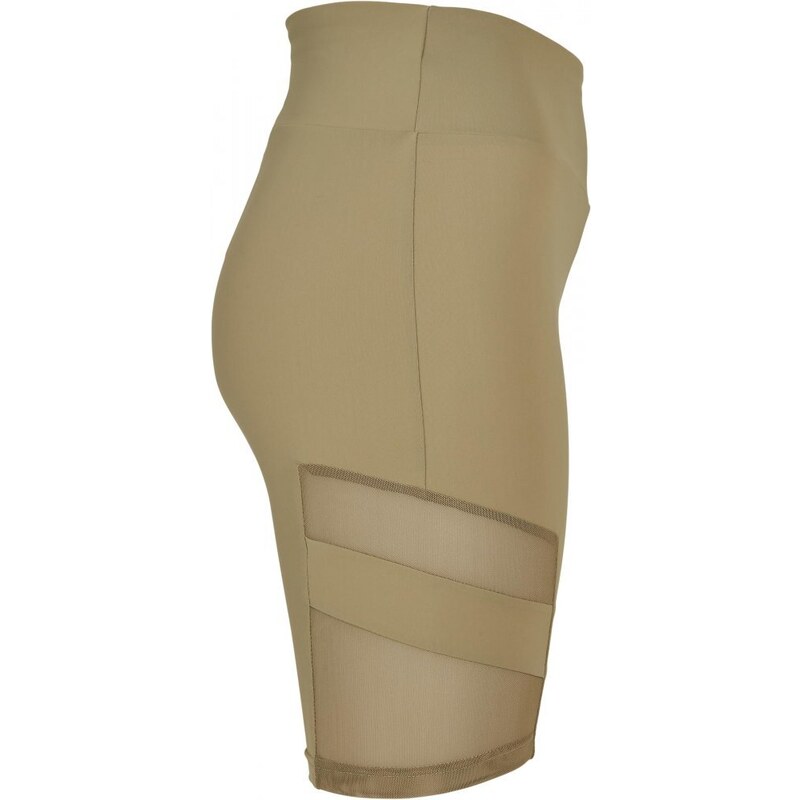 URBAN CLASSICS Ladies High Waist Tech Mesh Cycle Shorts - khaki