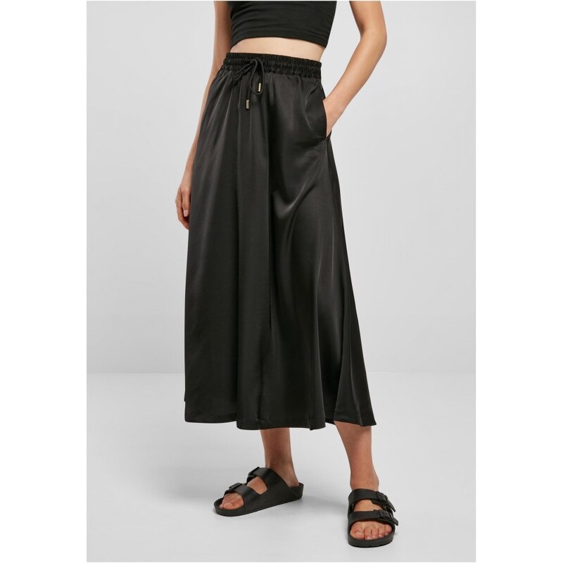 Sukně Urban Classics Ladies Satin Midi Skirt - black