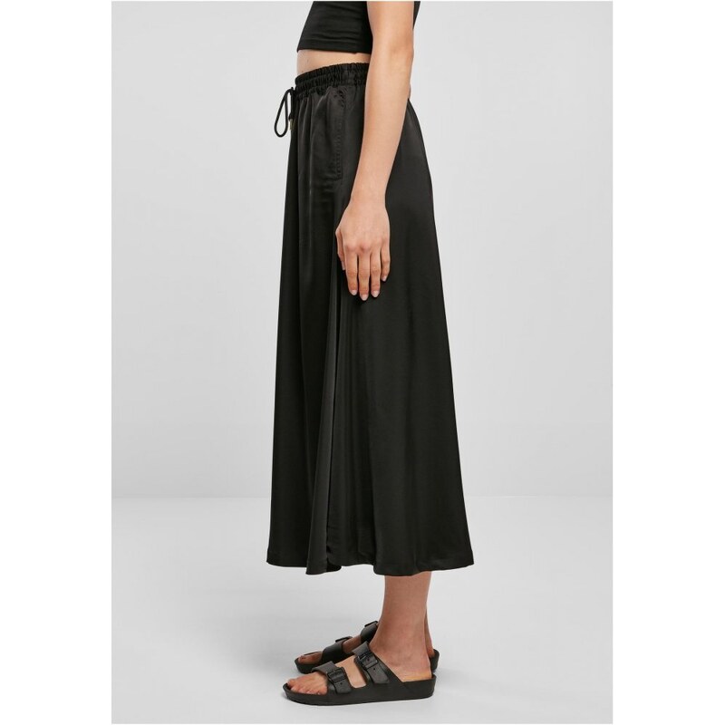 Sukně Urban Classics Ladies Satin Midi Skirt - black