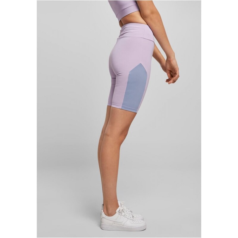 URBAN CLASSICS Ladies Color Block Cycle Shorts - lilac/violablue