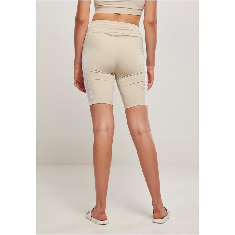 URBAN CLASSICS Ladies Color Block Cycle Shorts - softseagrass/white