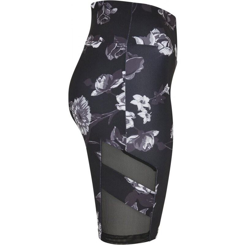 URBAN CLASSICS Ladies High Waist Tech Mesh AOP Cycle Shorts - darkflower