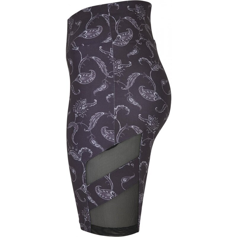 URBAN CLASSICS Ladies High Waist Tech Mesh AOP Cycle Shorts - blackpaisley